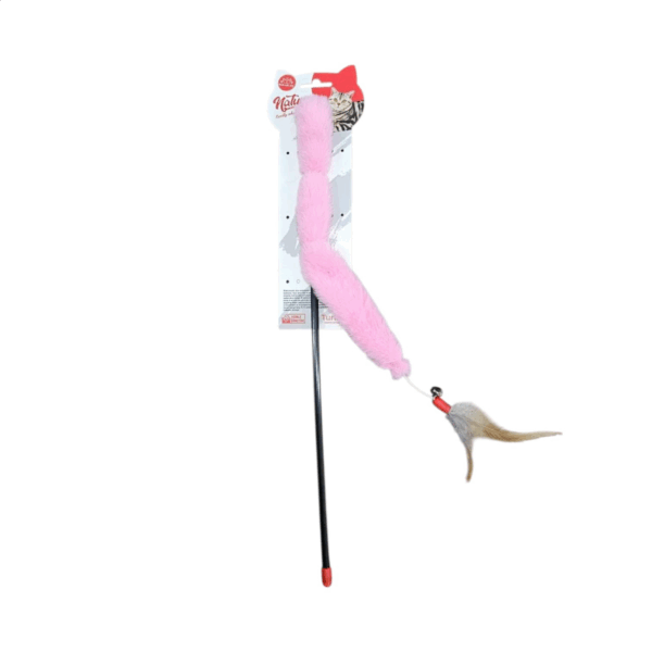 Cat Entertainment Toy – Flexible Wand with Soft Fur and Feathers for Interactive Play