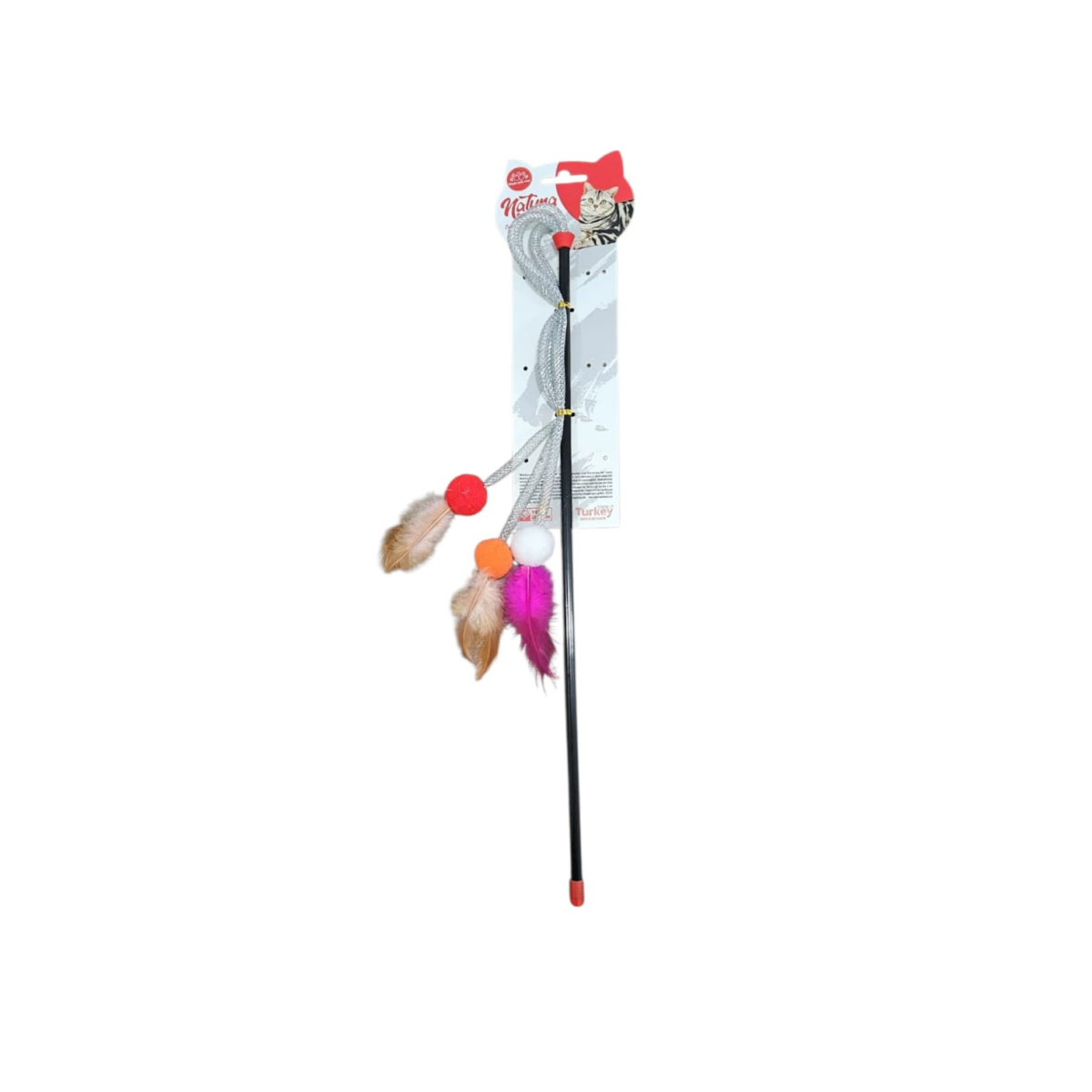 Natura Three Line Feathered Cat Rod Toy-لعبة عصا القطط ناتورا ثلاثية الخطوط والمُزينة بالريش
