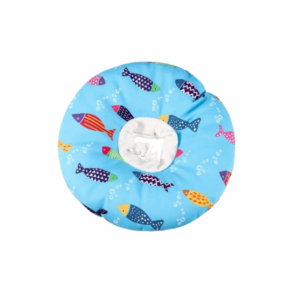 Soft Cone Adjustable Cat Collar for Post-Surgery Recovery, fish pattern Medium size
