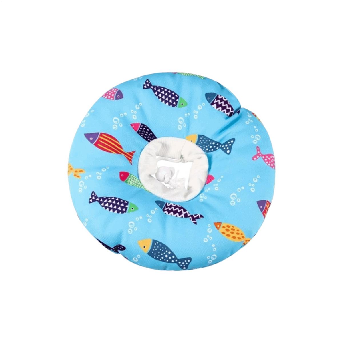 Soft Cone Adjustable Cat Collar for Post-Surgery Recovery, fish pattern Small size