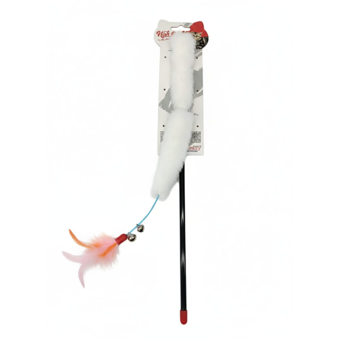 Cat Entertainment Toy – Flexible Wand with Soft Fur and Feathers for Interactive Play-لعبة تسلية للقطط – عصا مرنة بفراء ناعم وريش لحركة تفاعلية