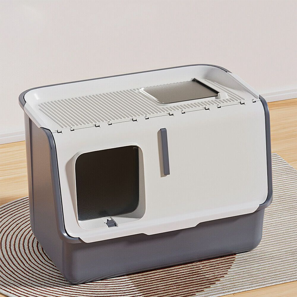 Hooded Cat Litter Box Litter Tray with a Scoop, Fully detachable for cleaning, You can remove the lid to convert it into an open, high-sided tray to suit your cat’s preference, Length 60 CM, Width 40 CM, Height 40 Cm