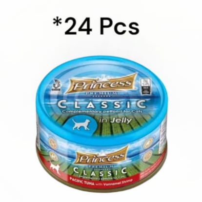 Princess Premium Complementary Pacific Tuna With Vannamei Shrimp Cat Wet Food 170G*24 Pcs برنسيس بريميوم مكمل طعام رطب للقطط مع تونة المحيط وروبيان فانامي - 170 جرام* 24 قطعة