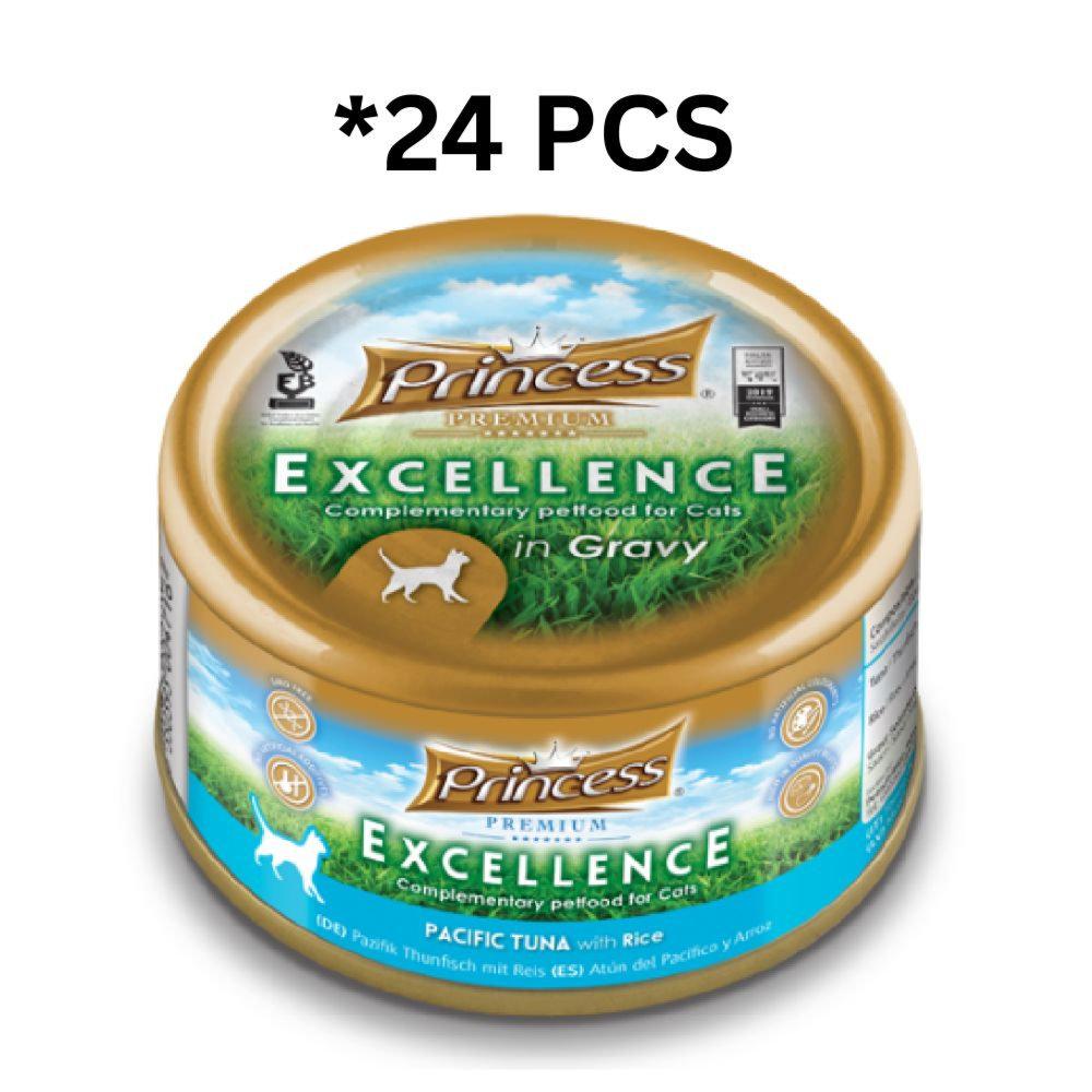 Princess Excellence Pacific Tuna With Rice Cat Wet Food 70G * 24 PCs برنسيس إكسلنس طعام رطب للقطط مع تونة المحيط الهادئ والأرز - 70 جرام *24 قطعة