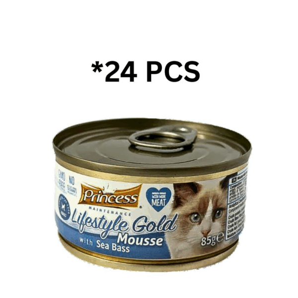 Princess Lifestyle Mousse with Sea Bass 85 g *24 PCS - برينسيس لايف ستايل موس - سمك سيباس 85 جرام *24 قطعة