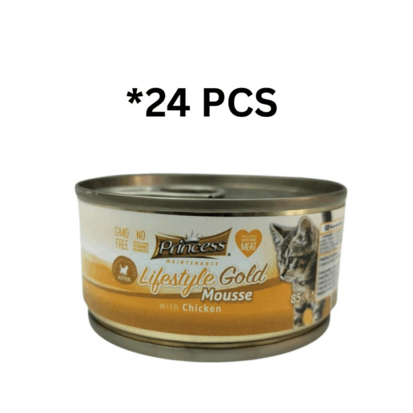 Princess Lifestyle Mousse For Kitten - Chickin 85 g *24 PCS - برينسيس لايف ستايل موس للقطط الصغيره , بالدجاج 85 جرام *24 قطعة