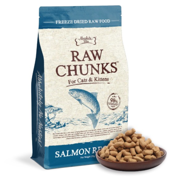 Absolute Bites Raw Chunks Freeze Dried Raw Food for Cats & Kittens - Salmon Recipe 150g
