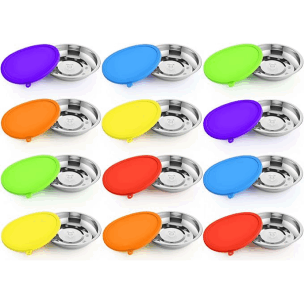 Patelai Bowls with Silicone Lids Portable Food and Water Dishes for Pets Sealable for Small Medium Dog Cat Indoor, (Red,Blue,Green,Purple,Yellow,Orange)