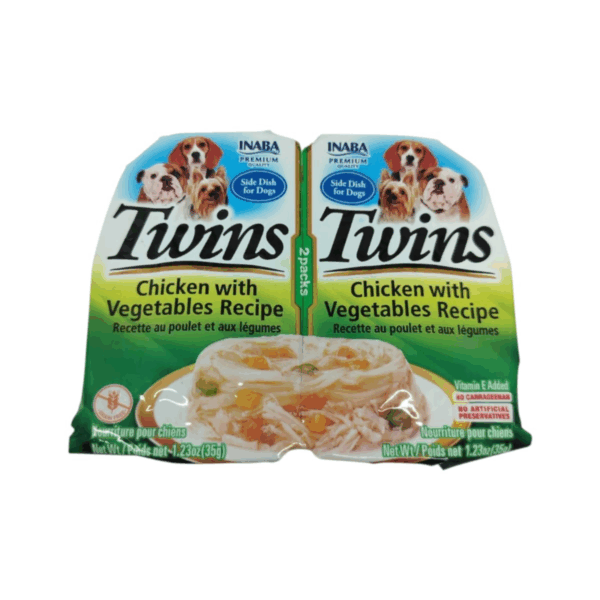 Inaba Twins for Dogs – Two Delicious Meals with Chicken & Vegetables Flavor, 2×40g of Natural and Nutritious Taste