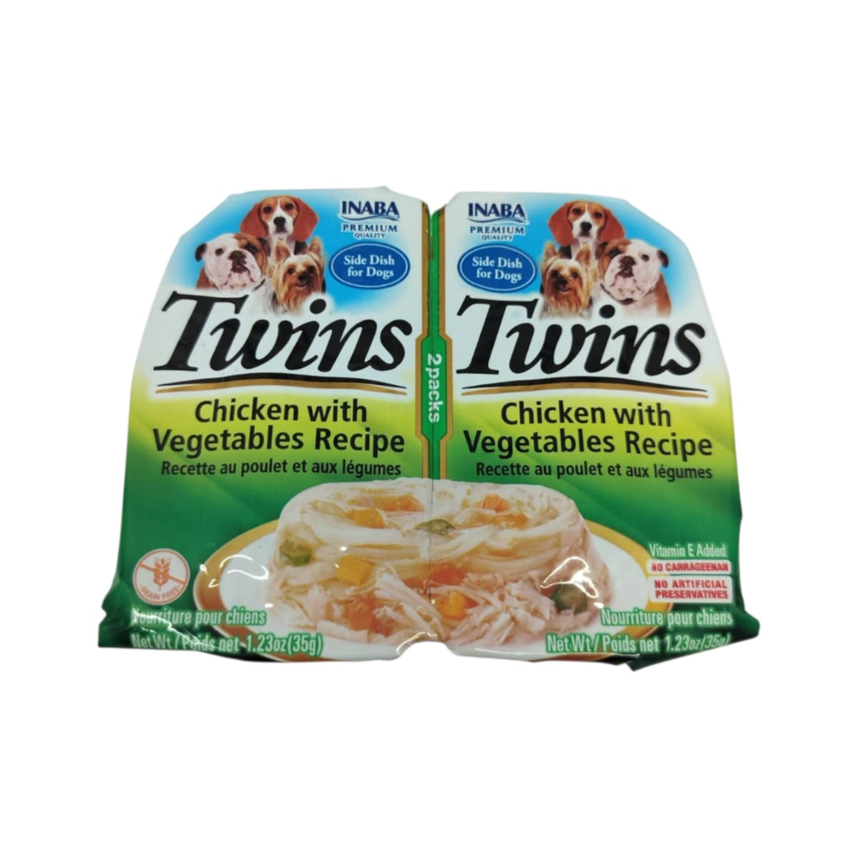 Inaba Twins for Dogs – Two Delicious Meals with Chicken & Vegetables Flavor, 2×40g of Natural and Nutritious Taste
