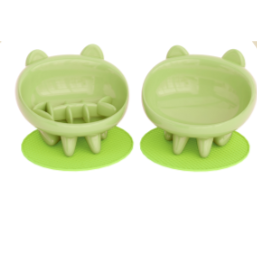 Set of 2 pcs slow Raised Food Bowl for pet tilted ceramic bowls to reduce vomiting, Elevated feeding station with anti-slip mat