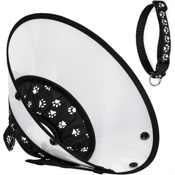 Cat Recovery Cone Kit Post Surgical Soft , Collar, and Non-Irritating Protection Cone - Comfortable Injury Care Solution Black, Small Size