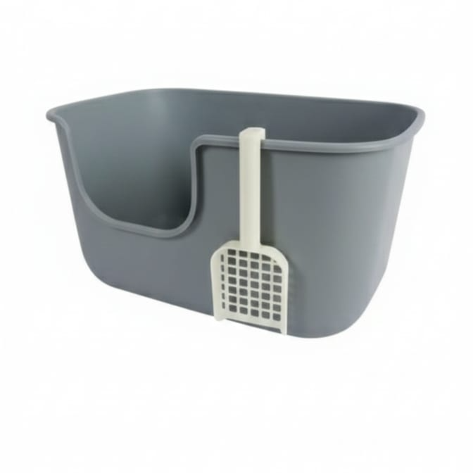 Large Jumbo Cat Litter Box Open Top High-Sided , Durable , with scooper - Height 30 cm , Length 25 cm ,Width  45 cm-صندوق فضلات القطط الكبير مفتوح من الأعلى وعالي الجوانب مع مغرفة -الارتفاع 30 سم، الطول 25 سم، العرض 45 سم