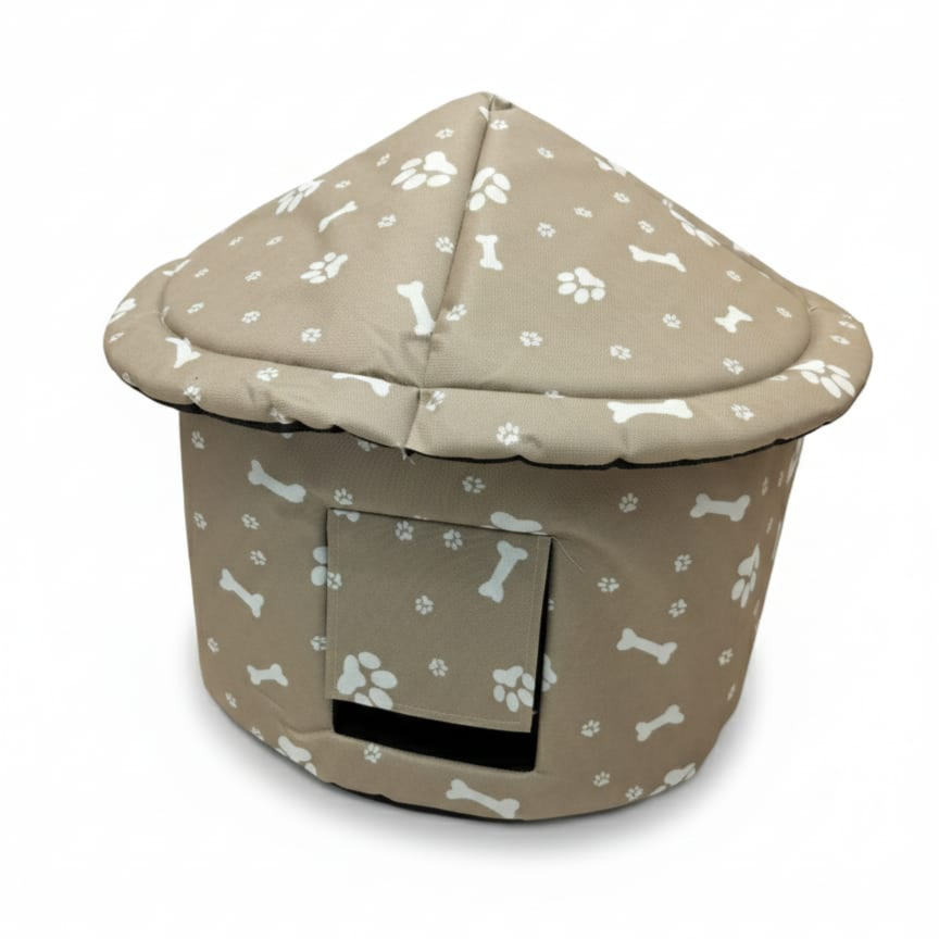 Pet House with Warm Floor Mat,Windproof, Waterproof, Easy Assembly & DisassemblLength 35 cm ,Width 35 cm, Height 32 cm-بيت الحيوانات الاليفة ,مقاوم للرياح والماء سهل التركيب والفك، تصميم مظلة مقاوم للبرد الطول 35 سم، العرض 35 سم، الارتفاع 32 سم