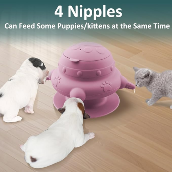 Pet Feeder Milk Bowl for Nursing, 4 Teats Bottles for Multiple Puppies, 240ml Doggie Bubble Feeder Puppy Bottles  وعاء حليب لإطعام الحيوانات الأليفة أثناء الرضاعة، زجاجات بأربعة حلمات مناسبة لعدة جراء، زجاجات تغذية فقاعية للجراء سعة 240 مل