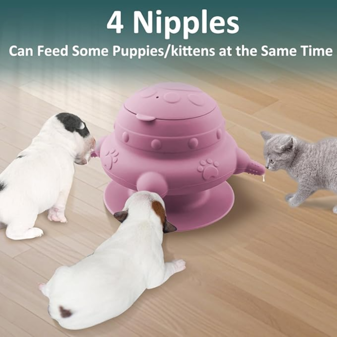 Pet Feeder Milk Bowl for Nursing, 4 Teats Bottles for Multiple Puppies, 240ml Doggie Bubble Feeder Puppy Bottles  وعاء حليب لإطعام الحيوانات الأليفة أثناء الرضاعة، زجاجات بأربعة حلمات مناسبة لعدة جراء، زجاجات تغذية فقاعية للجراء سعة 240 مل