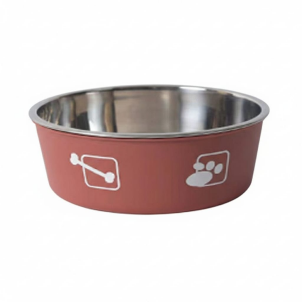 Stainless Steel Bowl for And Water, Suitable for PETs, Featuring a Non-Slip Rubber Base to Prevent Spills red color - وعاء من الفولاذ المقاوم للصدأ للماء والصابون، مناسب لأوعية PET، مزود بقاعدة مطاطية مانعة للانزلاق لمنع الانسكابات باللون الازرق .