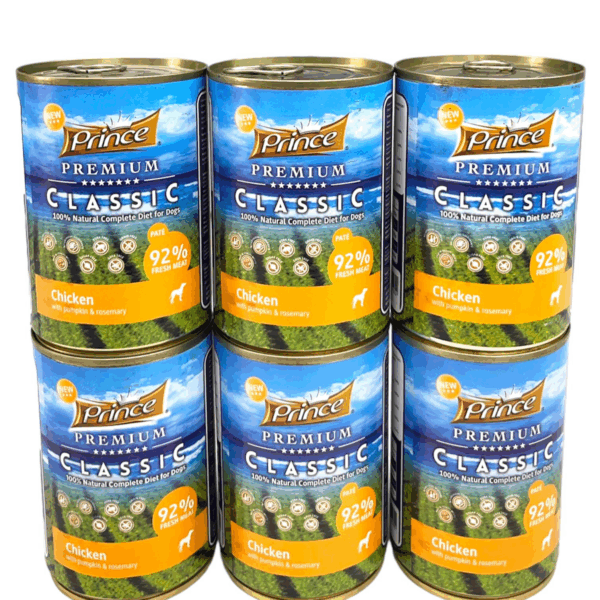 Prince Premium Chicken With Pumpkin And Rosemary 400 G - 6 Pcs - مجموعة اكل الكلاب من 6 قطعه, عالية الجودة مكونة من قطع الدجاج مع اليقطين والروزماري اللذيذة والصحية 400 جرام