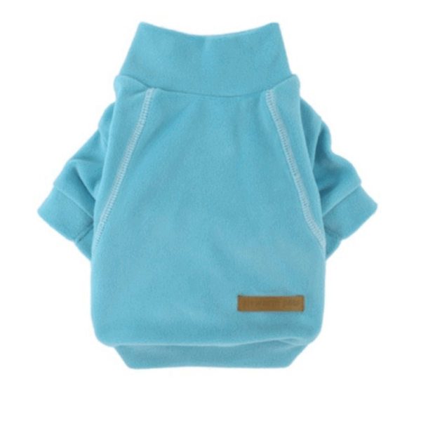 Classic Fleece Pets Sweater, Winter Clothes Blue, XL size - كنزة صوفية كلاسيكية للحيوانات الأليفة، بياقة عالية، لون أزرق، مقاس XL
