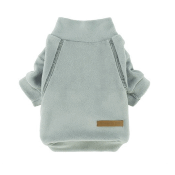 Classic Fleece Pets Sweater, Winter Clothes Gray, XL size - كنزة صوفية كلاسيكية للحيوانات الأليفة، بياقة عالية، لون رمادي، مقاس XL
