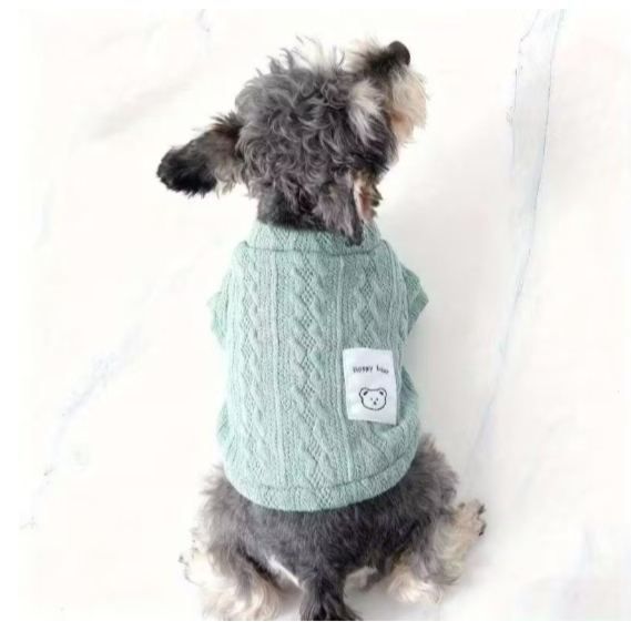 Happy bear Comfortable Knit Sweaters for pets - Blue S size  مجموعة دببة سعيدة سترات صوفية مريحة للحيوانات الأليفة -ازرق مقاس صغير