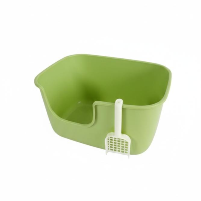 Large Jumbo Cat Litter Box Open Top High-Sided , green color , Durable , with scooper - Height 30 cm , Length 25 cm ,Width 45 cm-صندوق فضلات القطط الكبير مفتوح من الأعلى وعالي الجوانب مع مغرفة لون اخضر -الارتفاع 30 سم، الطول 25 سم، العرض 45 سم