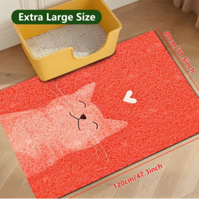 Cat Litter Box Mat , Urine Proof Non-Slip ,keeps your home clean and prevents litter from scattering, Easy to Clean colorfull color large size 120*80 cm  حصيره صندوق فضلات القطط غير قابلة للانزلاق تحافظ علي نظافة منزلك ومنع تناثر الرمل, سهلة التنظيف , مقاومة للبول لون زاهي مقاس كبير 120*80 سم