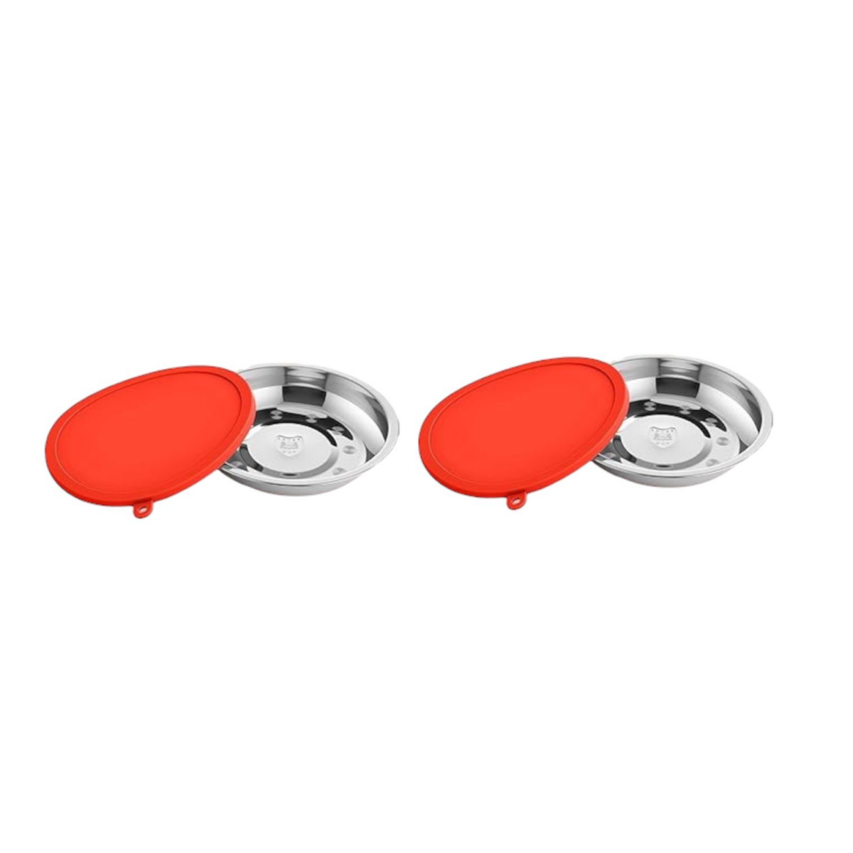 Set of 2 Pcs Patellae Bowls with Silicone Lids Portable Food and Water Dishes for Pets  طقم عدد قطعتين من أوعية طعام وماء محمولة للحيوانات الأليفة بأغطية سيليكون، قابلة للإغلاق