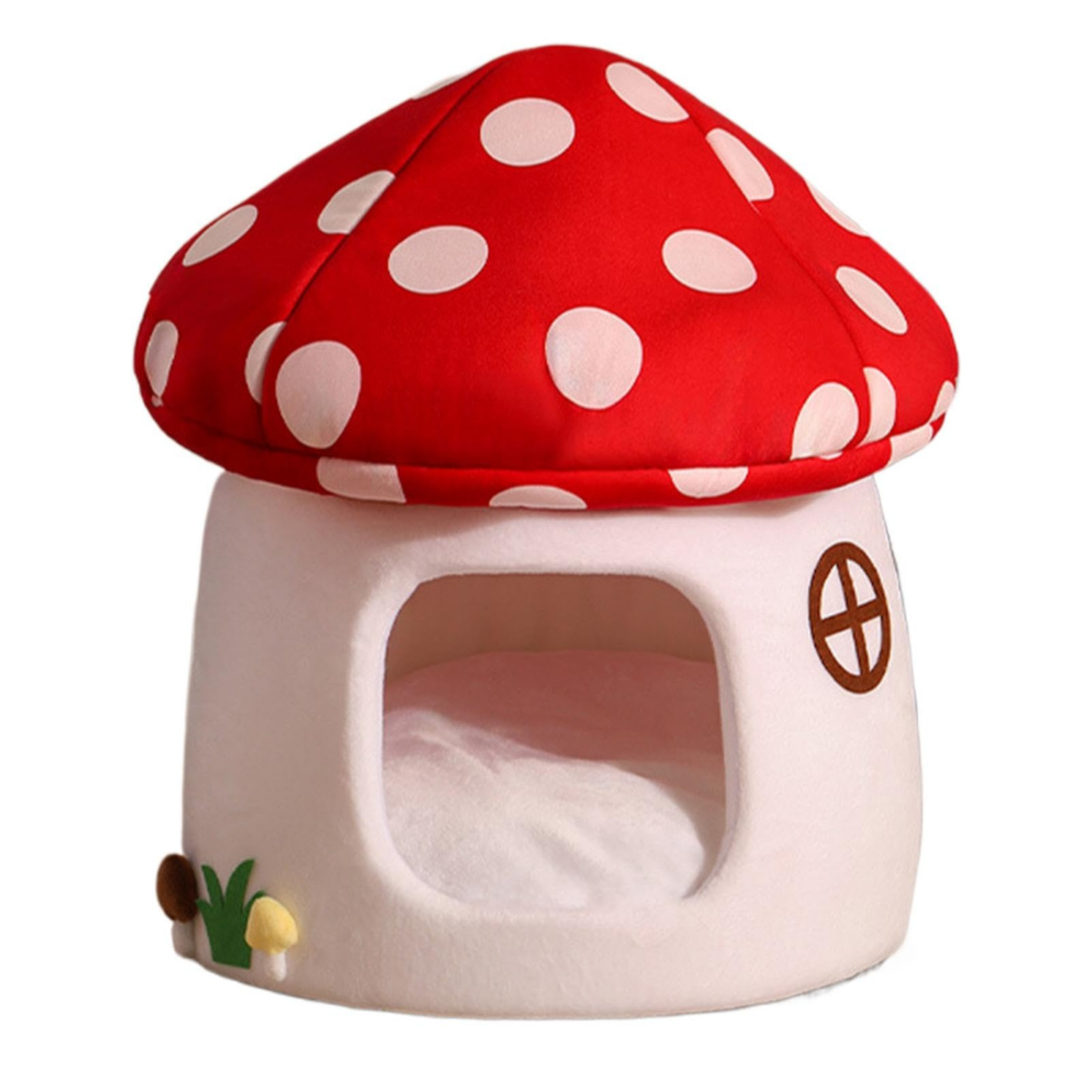 Pet House, Warm and Super Soft , Mushroom shape Height 47 cm Diameter 50 cm-بيت للحيوانات الأليفة يحافظ على الدفء ذو نعومة فائقة علي شكل مشروم الارتفاع 47 سم القطر 50 سم