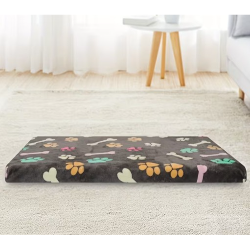 A luxurious Flat Pet sponge Bed gray paw bone pattern featuring a comfortable, non-slip design19.6*15.7 cm.-سرير حيوانات أليفة فخم يتميز بتصميم مريح وغير قابل للانزلاق،
