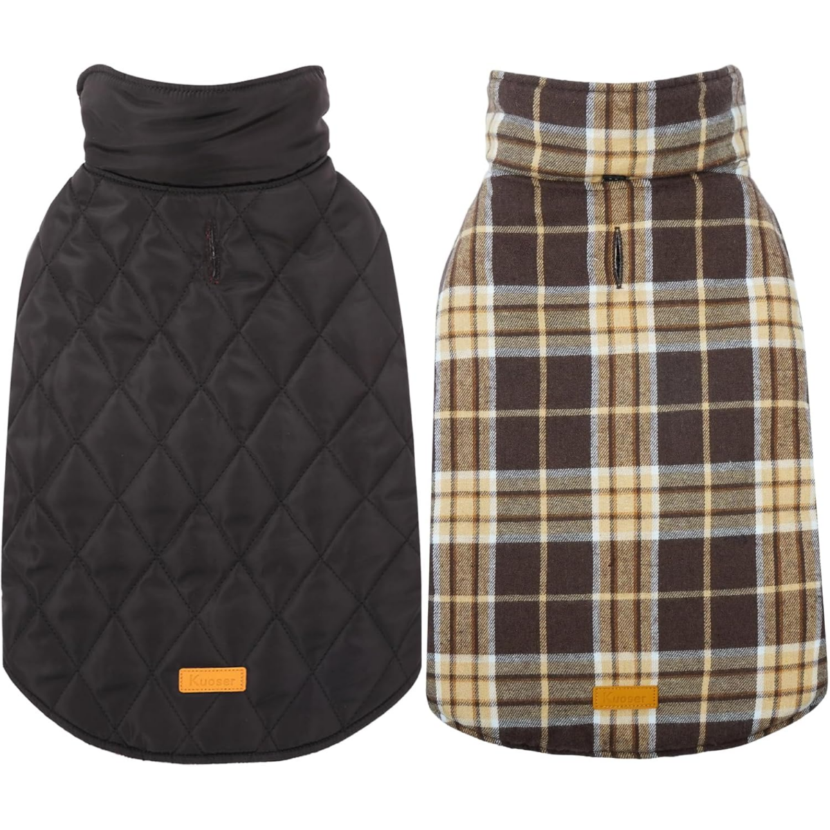 Kuoser Waterproof pet Coat, Reversible Adjustable Durable Winter Coat Brown color 3XL size  معطف كوسر المقاوم للماء للحيوانات الأليفة، معطف شتوي متين قابل للتعديل على الوجهين، لون بني، مقاس 3XL