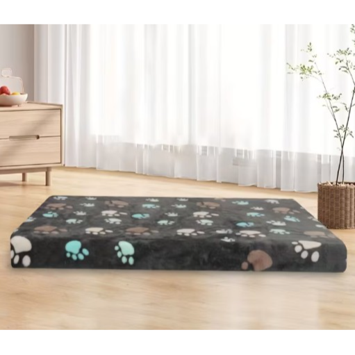 A luxurious Flat Pet sponge Bed gray paw pattern featuring a comfortable, non-slip design 19.6*15.7 cm.-سرير حيوانات أليفة فخم يتميز بتصميم مريح وغير قابل للانزلاق،