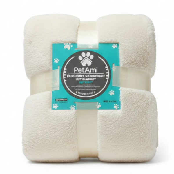 PetAmi Waterproof PET Blanket for Extra Large Dogs, Reversible for PEt, Soft Cover Washable 152*102 Beige-بطانية PetAmi المقاومة للماء للحيوانات الأليفة، مناسبة للكلاب الكبيرة جدًا، قابلة للاستخدام على الوجهين، غطاء ناعم قابل للغسل، مقاس 152 × 102، لون بيج.