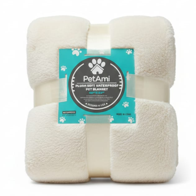 PetAmi Waterproof PET Blanket for Extra Large Dogs, Reversible for PEt, Soft Cover Washable 152*102 Beige-بطانية PetAmi المقاومة للماء للحيوانات الأليفة، مناسبة للكلاب الكبيرة جدًا، قابلة للاستخدام على الوجهين، غطاء ناعم قابل للغسل، مقاس 152 × 102، لون بيج.