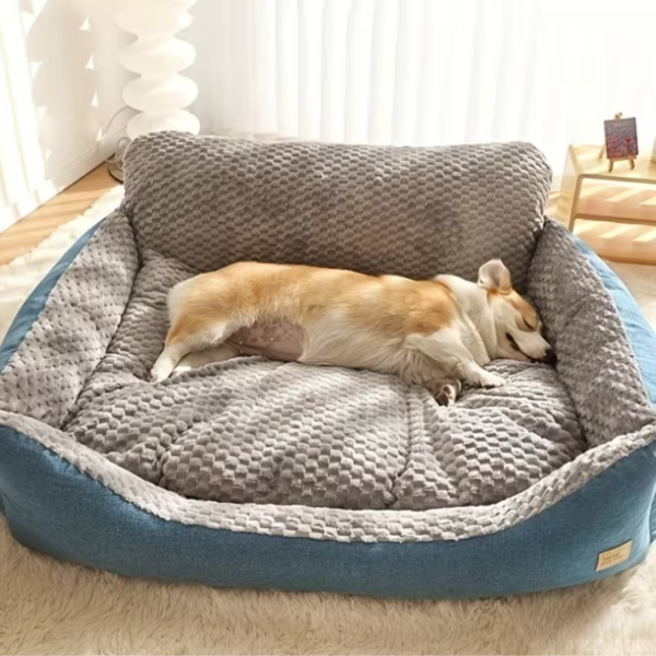 Plush Luxury Ultra Soft Bed with High Back, with Washable Cover & Anti-Slip Bottom small size - سرير مخملي فاخر فائق النعومة بظهر مرتفع، مع غطاء قابل للإزالة والغسل وقاعدة مانعة للانزلاق، مقاس صغير