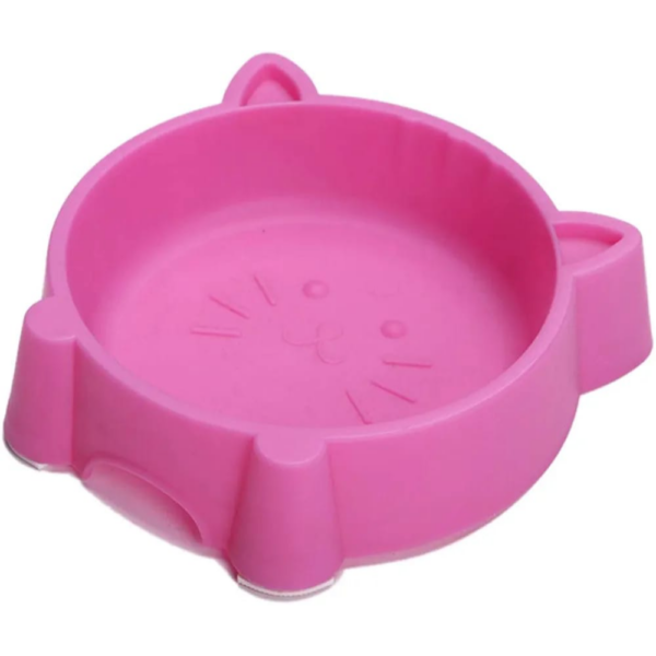 Cat food and water bowl - durable and easy to clean - with a fun cat face design, pink color, suitable for pets - وعاء طعام وشراب للقطط - متينة وسهلة التنظيف - بتصميم وجه قطة مرحة لون وردي مناسبة للحيوانات الاليفة