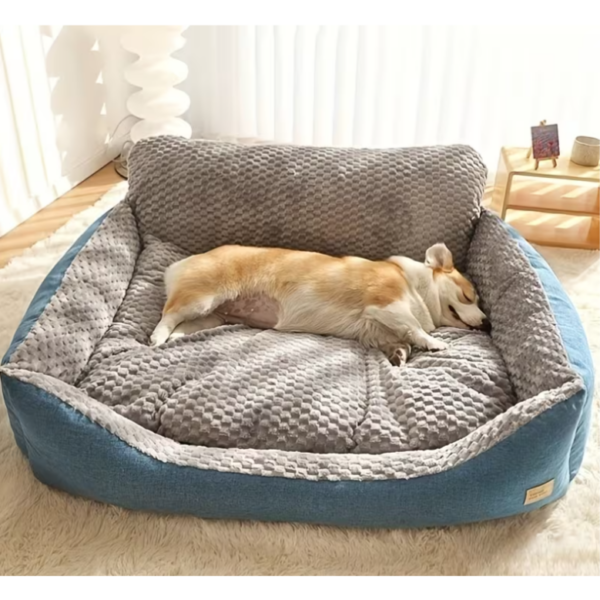 Plush Luxury Ultra Soft Bed with High Back, with Washable Cover & Anti-Slip Bottom Large size - سرير مخملي فاخر فائق النعومة بظهر مرتفع، مع غطاء قابل للإزالة والغسل وقاعدة مانعة للانزلاق، مقاس كبير