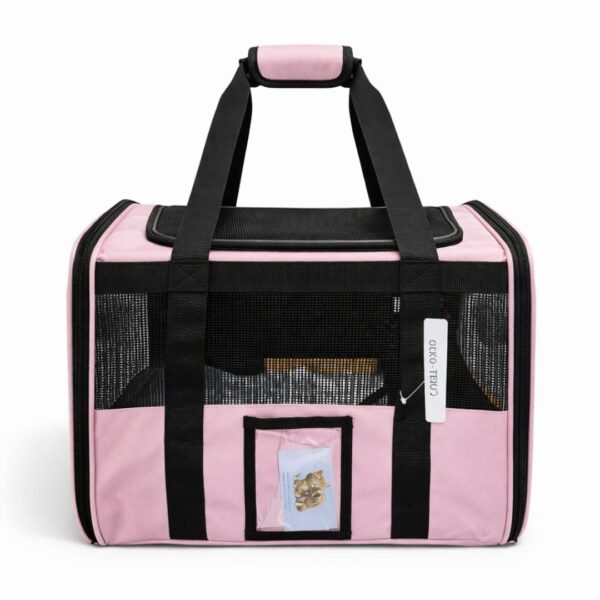 Elegant Pet Carrier Bag, Stylish & Comfortable Length 50cm Width 34cm Height 34cm Black & Pink Color - حقيبة حمل أنيقة للحيوانات الأليفة، عصرية ومريحة، بطول 50 سم وعرض 34 سم وارتفاع 34 سم، باللونين الأسود والزهري
