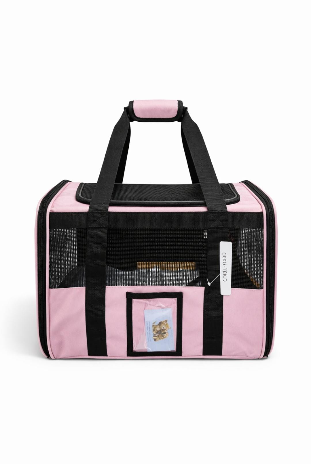 Elegant Pet Carrier Bag, Stylish & Comfortable Length 50cm Width 34cm Height 34cm Black & Pink Color - حقيبة حمل أنيقة للحيوانات الأليفة، عصرية ومريحة، بطول 50 سم وعرض 34 سم وارتفاع 34 سم، باللونين الأسود والزهري