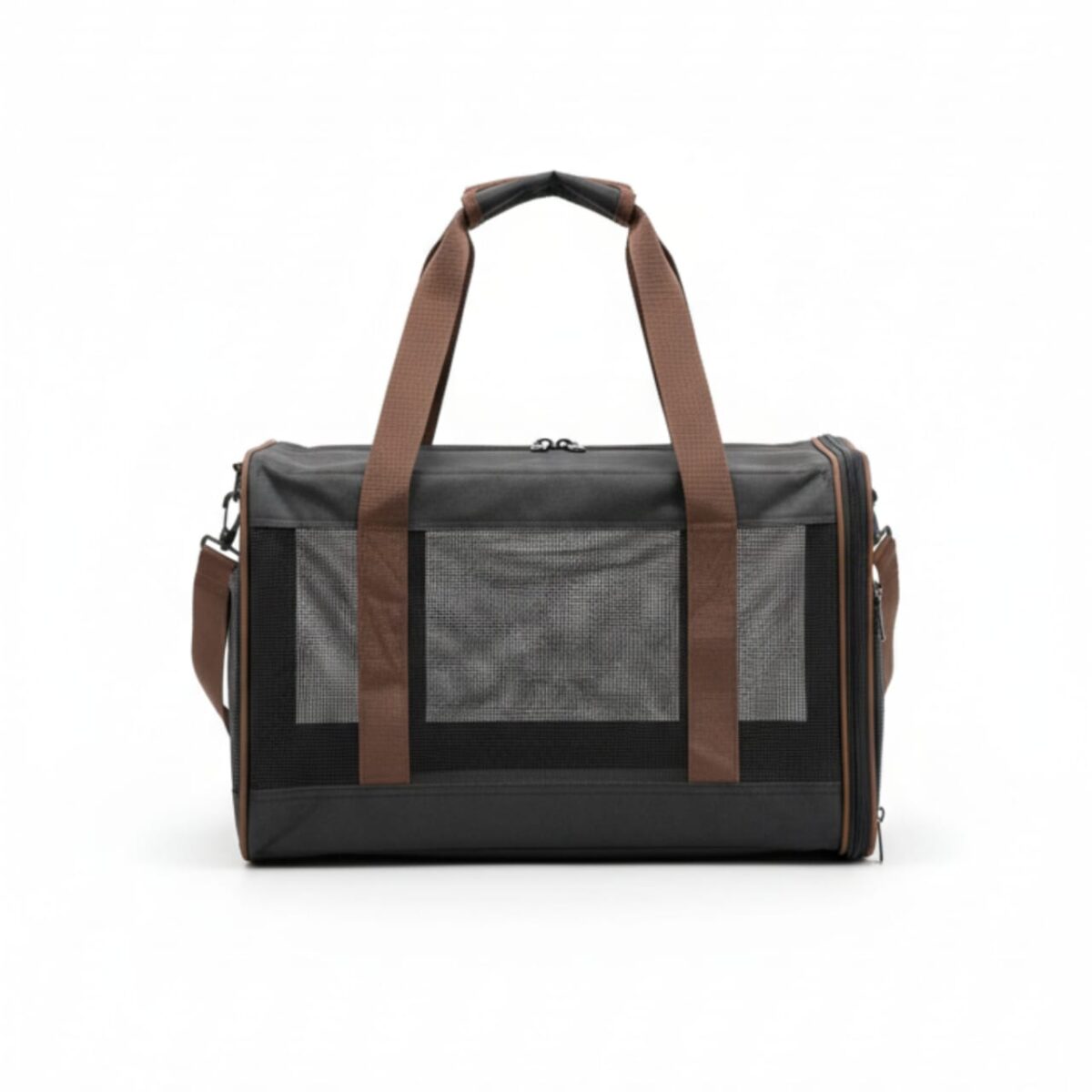 Elegant Pet Carrier Bag, Stylish & Comfortable, Length 46cm Width 30cm Height 30cm Brown & Black - حقيبة أنيقة لحمل الحيوانات الأليفة، عصرية ومريحة، الطول 46 سم، العرض 30 سم، الارتفاع 30 سم، باللونين البني والأسود
