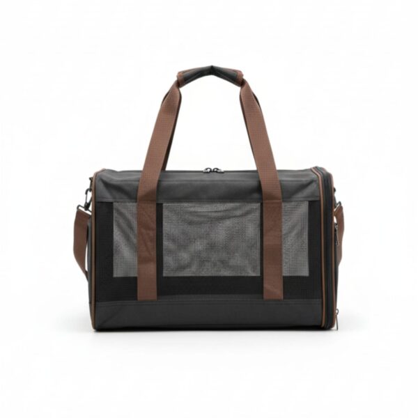 Elegant Pet Carrier Bag, Stylish & Comfortable, Length 46cm Width 30cm Height 30cm Brown & Black - حقيبة أنيقة لحمل الحيوانات الأليفة، عصرية ومريحة، الطول 46 سم، العرض 30 سم، الارتفاع 30 سم، باللونين البني والأسود