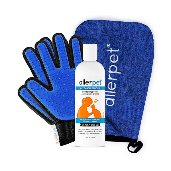 Allerpet Dander Remover with Gloves For Cats 250ml  مزيل دندنة ألربيرت مع قفازات للقطط 250 مل