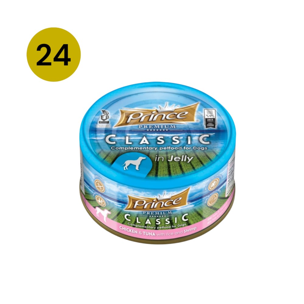 Prince Premium Complementary Chicken & Tuna With Rice & Shrimp Canned Dog Food, 24×170g