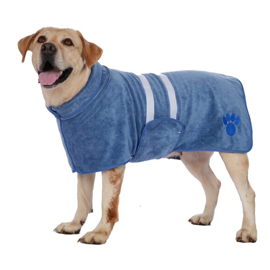 pet wearable towel Blue L size with lock tape