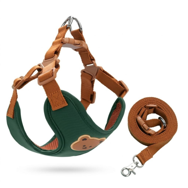 Harness & leash Brown & green M size