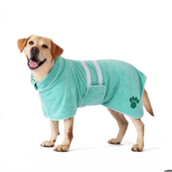 pet wearable towel green M size with lock tape