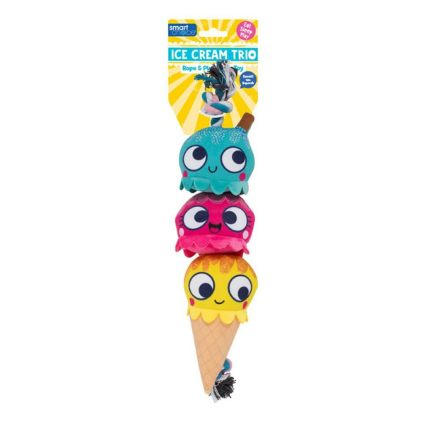 Durable Triple Pet Toy from Smart Choice with Ice Cream Design