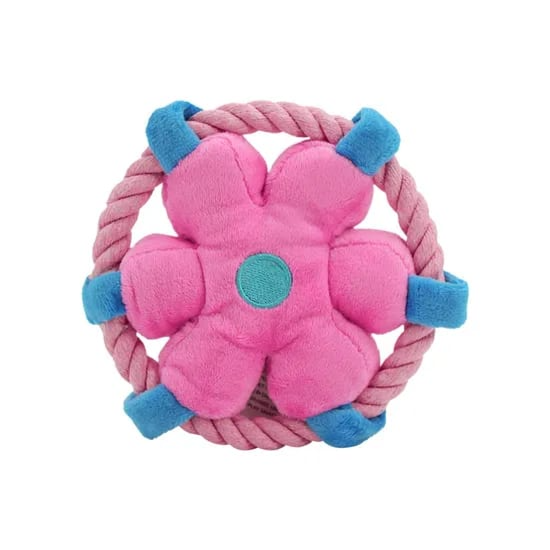 A dog toy with a durable rope, soft and safe for teeth, perfect for chewing and play Pink