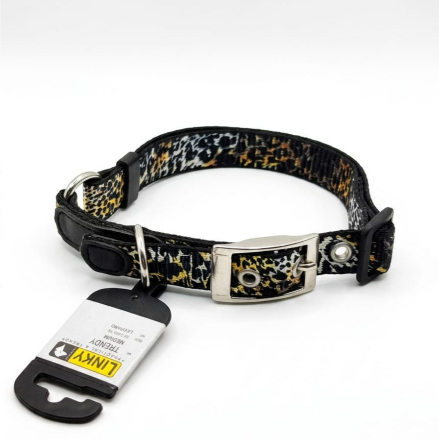 Dog Collar with Tiger Print – Strong and Durable, Adjustable from 35 cm to 55 cm, 2 cm Width