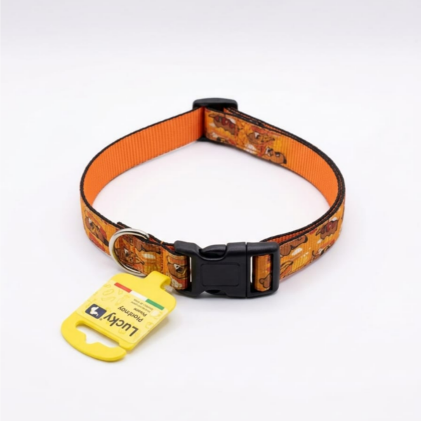 Linky Dog Collar size L – Strong, Practical & Stylish, Adjustable from 38–59 cm, 2.5 cm Width, orange Color